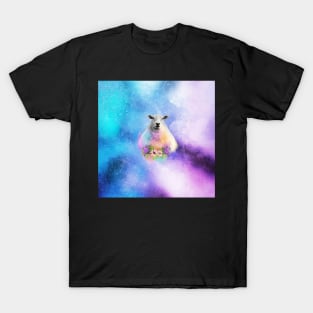 Floral Sheep Distressed Watercolour Splash T-Shirt